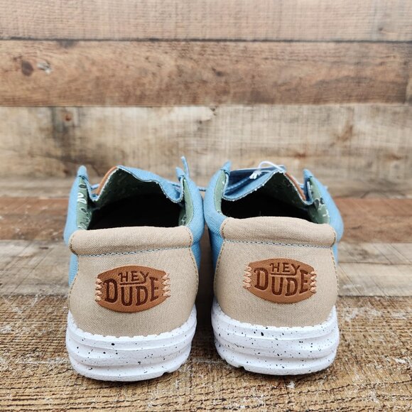 Hey Dude Wally Washed Canvas Women's Sz 9 Blue Slip On Comfort Casual Flat Shoes - Picture 5 of 10